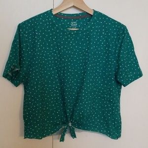 Polka-dot turquoise crop top